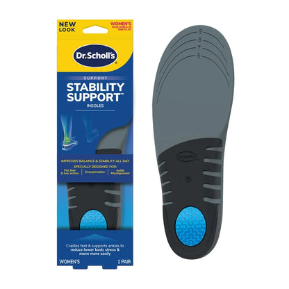 Stability support insoles pair, gray arch-support insert with blue heel pad