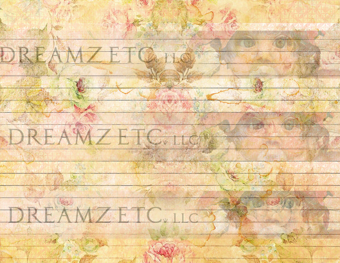 Stained Floral Lined Journal Paper Pack- Digital - 10 Designs