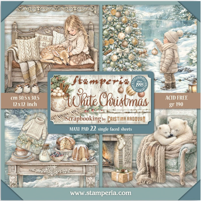 Stamperia White Christmas 12x12 Paper Pad - MAXI - Single Sided