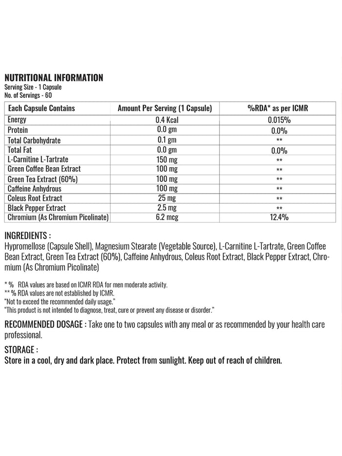 Steadfast Nutrition Leanfast Fat Burners Metabolism Booster Weight Loss Supplements (60 Capsules)