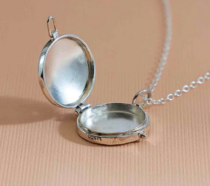 Sterling Silver Circle Locket Necklace with Hammer Finish