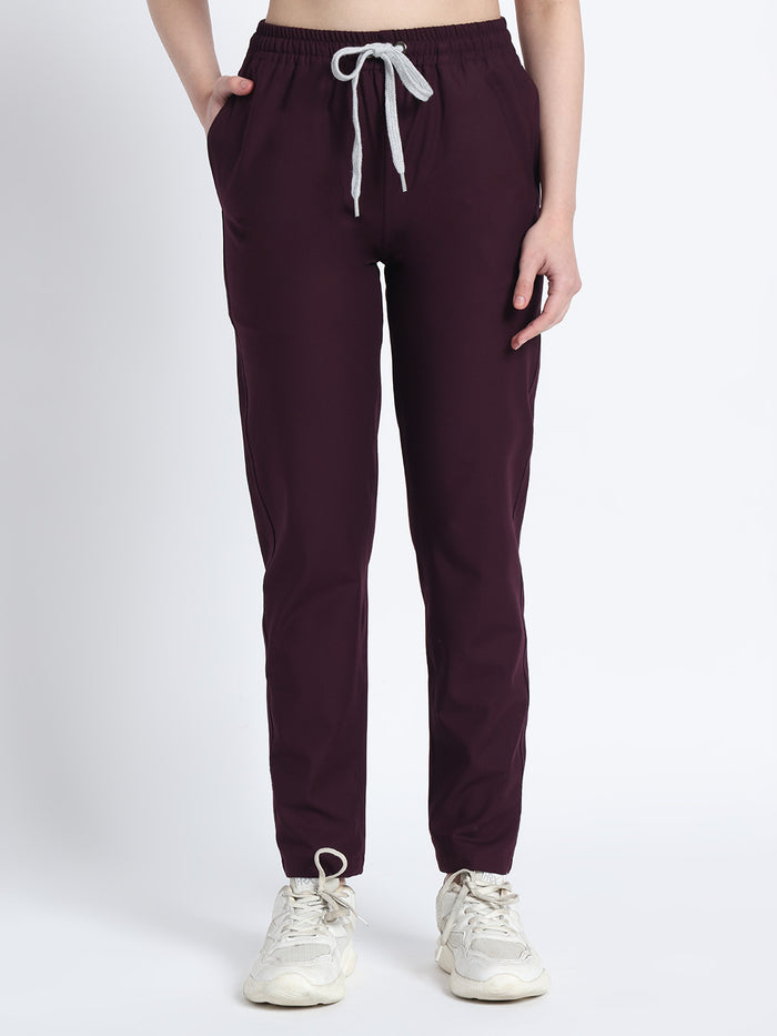 Stretchable (4Way) Women Wine Straight Scrub Pant