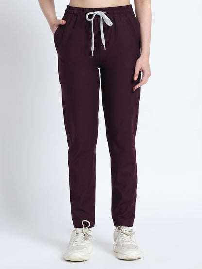 Stretchable (4Way) Women Wine Straight Scrub Pant