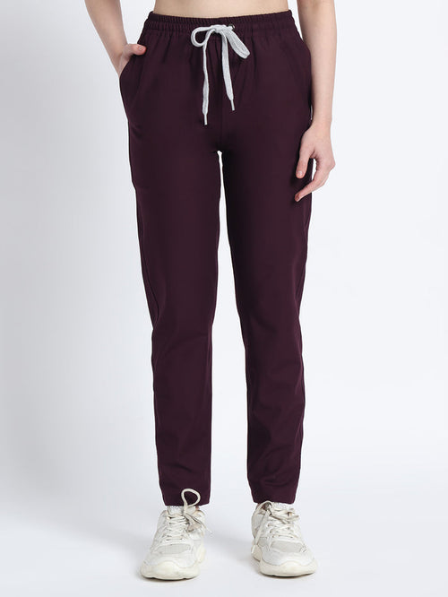 Stretchable (4Way) Women Wine Straight Scrub Pant