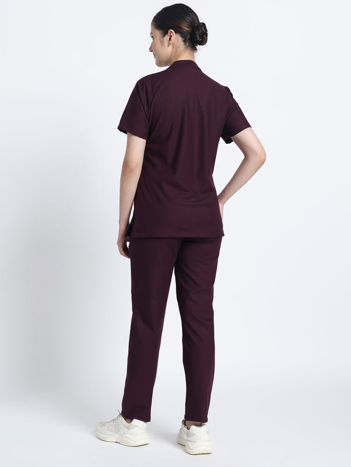 Stretchable (4Way) Women Wine Straight Scrub Pant