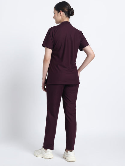 Stretchable (4Way) Women Wine Straight Scrub Pant