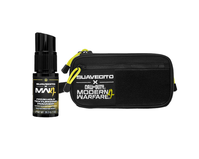 Suavecito X Call of Duty Firme Hold Texturizing Powder and Dopp Bag on a white background