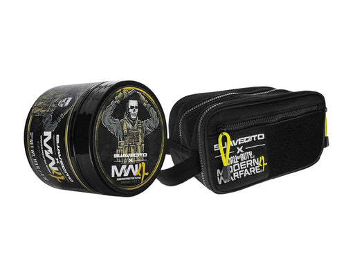 Suavecito X Call of Duty Pomade Firme Hold and Dopp Bag on a white background