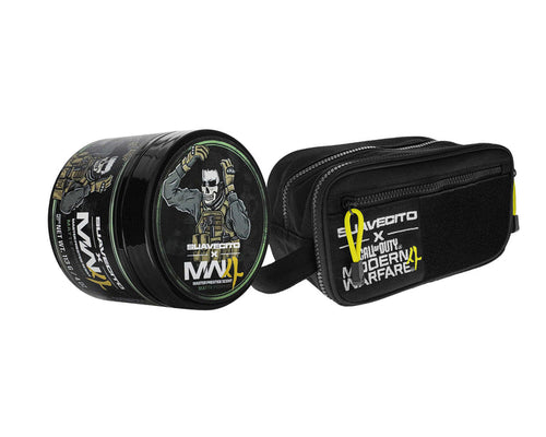 Matte Suavecito X Call of Duty Pomade and the Call of Duty Dopp Bag on a white background