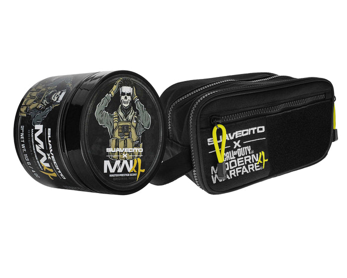 Suavecito X Call of Duty OG Hold Pomade and Dopp Bag on a white background