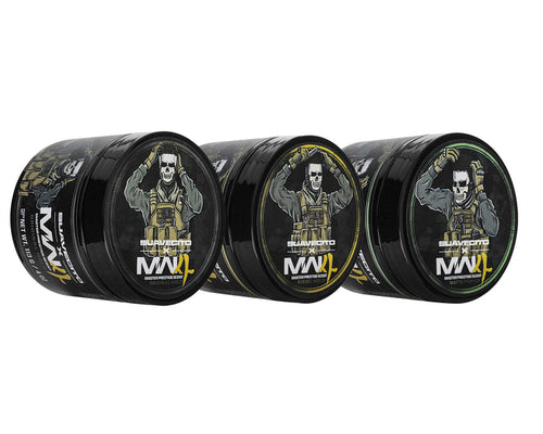 Suavecito X Call of Duty Pomade Firme Hold, OG Hold, & Matte Bundle on a white background