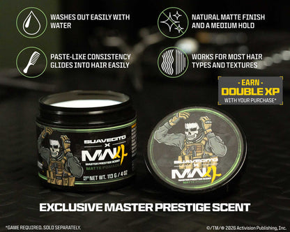 Suavecito X Call of Duty: Modern Warfare 4 Matte Pomade infographic