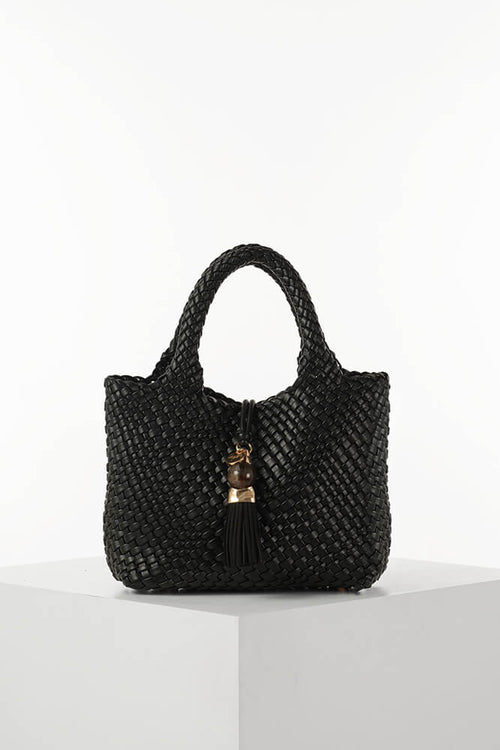 Suky Black Medium Woven Crossbody