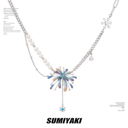 SUMIYAKI Fireworks Collection Unique Handmade Pearl Choker Necklace T4744