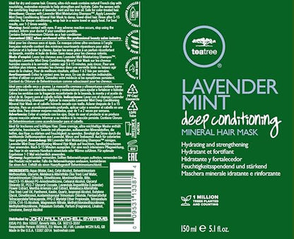 Tea Tree Lavender Mint Deep Conditioning Mineral Hair Mask, Hydrates + Strengthens, For Coarse + Dry Hair, 5.1 fl. oz.
