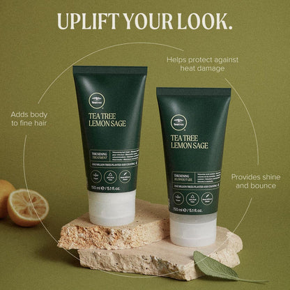 Tea Tree Lemon Sage Thickening Blowout Gel, Volumizing Hair Gel, For Fine Hair, 5.1 fl. oz