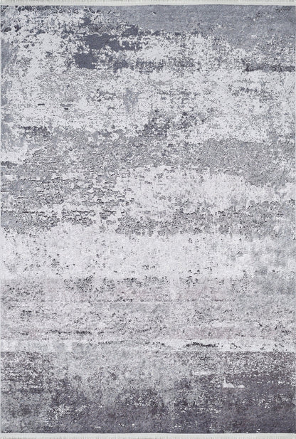 The Techno Flux - Washable Rug - JR1814 is a rectangular gray-anthracite rug with an abstract, textured marble-like pattern in various gray and white shades—modern and ideal for high-traffic areas.