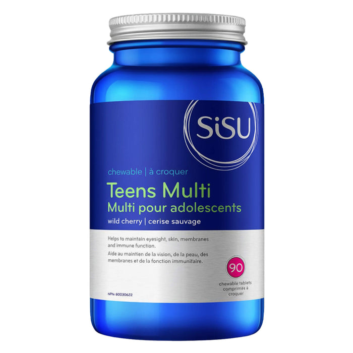 Bottle of SISU Teens Multi 90 Wild Cherry Chewable Tablets