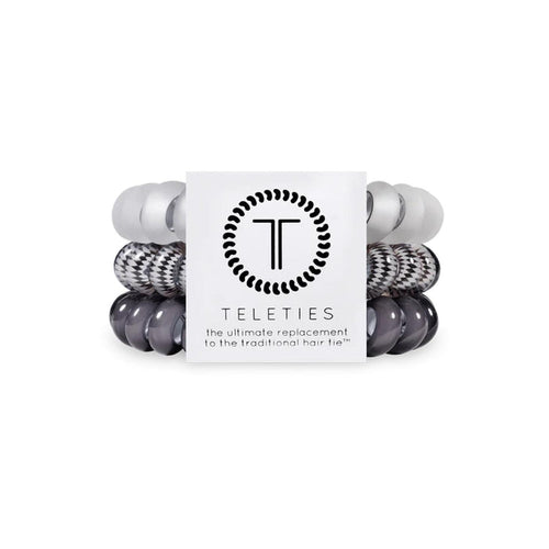 TELETIES Spiral Hair Coil Silver Flames Hair Ties