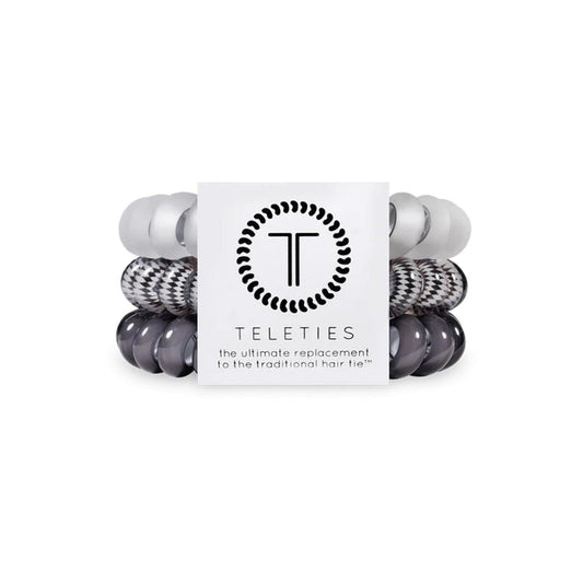 TELETIES Spiral Hair Coil Silver Flames Hair Ties