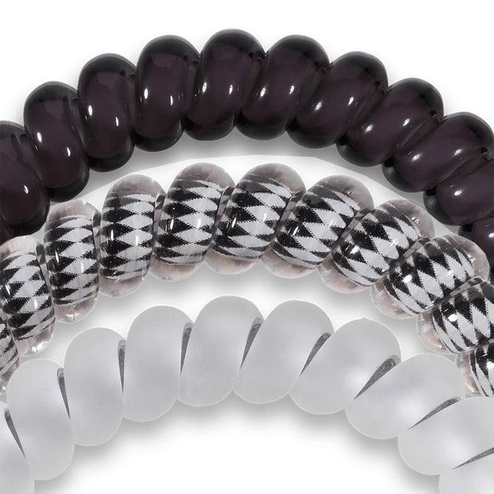 TELETIES Spiral Hair Coil Silver Flames Hair Ties