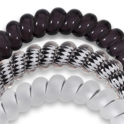 TELETIES Spiral Hair Coil Silver Flames Hair Ties