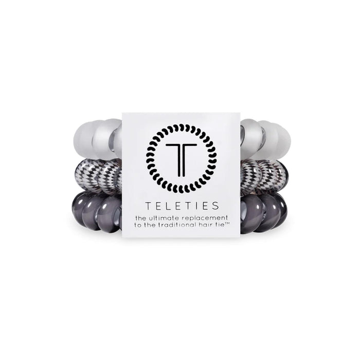 TELETIES Spiral Hair Coil Silver Flames Hair Ties