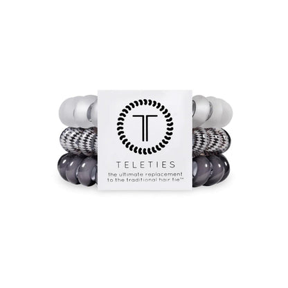 TELETIES Spiral Hair Coil Silver Flames Hair Ties