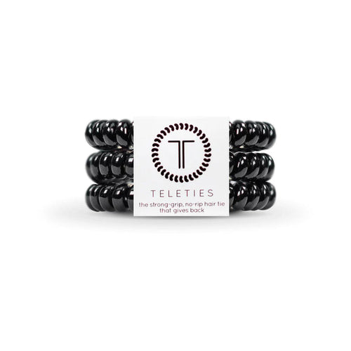 TELETIES Spiral Hair Coils  Jet Black Hair Ties