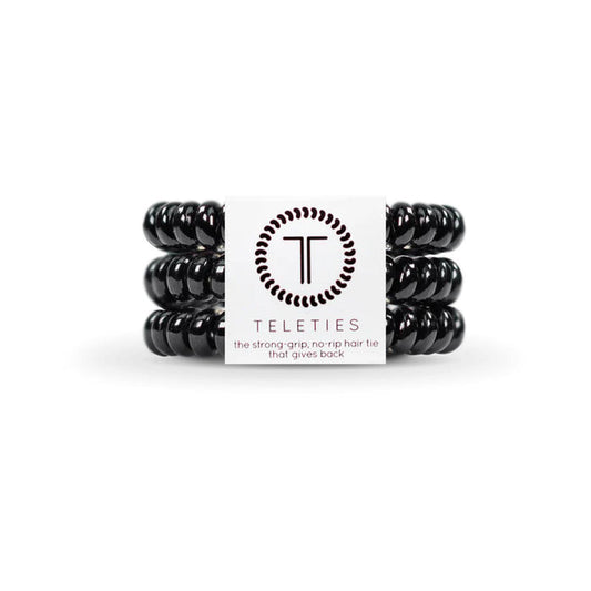 TELETIES Spiral Hair Coils  Jet Black Hair Ties