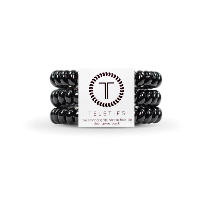 TELETIES Spiral Hair Coils  Jet Black Hair Ties