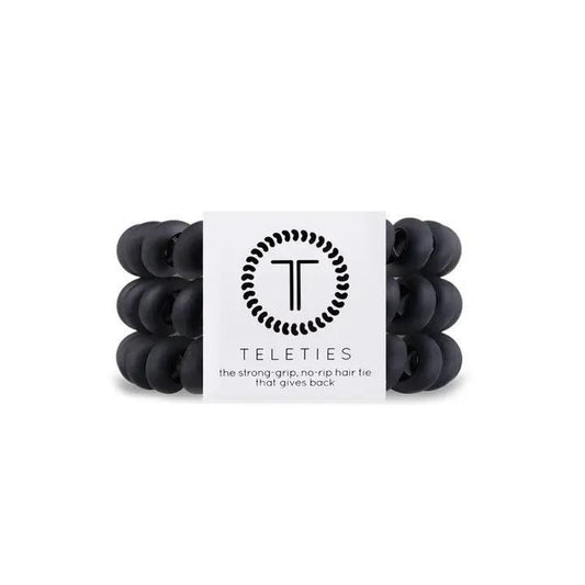 TELETIES Spiral Hair Coils Matt Black Hair Ties