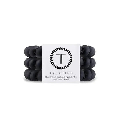 TELETIES Spiral Hair Coils Matt Black Hair Ties