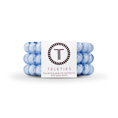 TELETIES Spiral Hair Coils Washed Denim Hair Ties