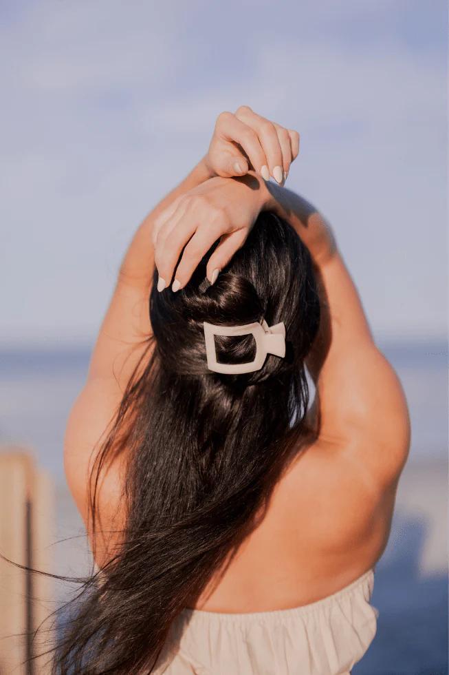 TELETIES Square Flat Hair Clip Almond Beige