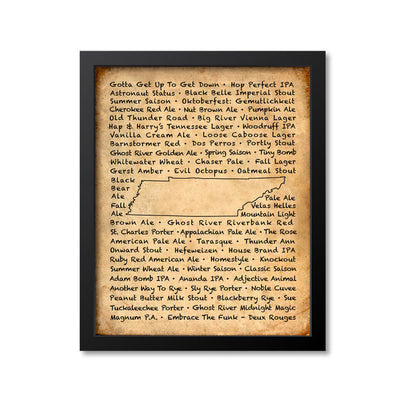 Tennessee Beer Map Art Print