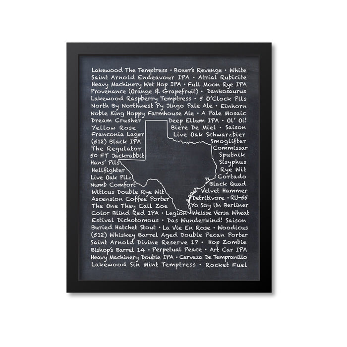 Texas Beer Map Art Print