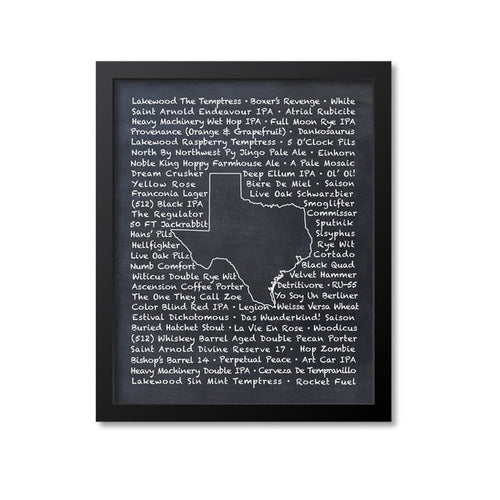 Texas Beer Map Art Print
