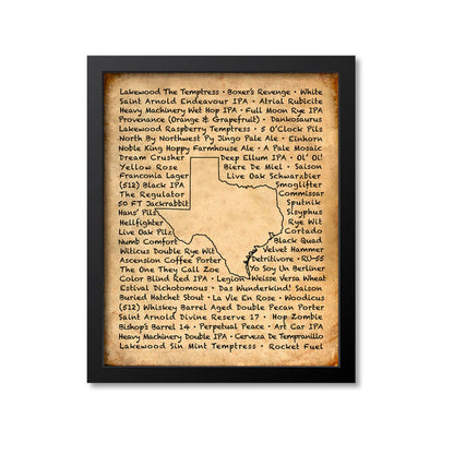 Texas Beer Map Art Print
