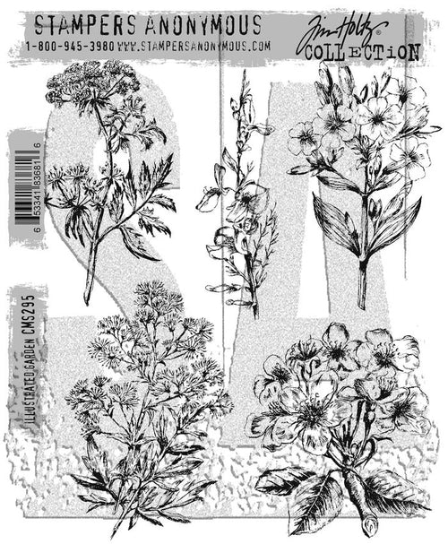 Tim Holtz - Stampers Anonymous - ILLUSTRATED GARDEN - STAMP SET - PRE-ORDER