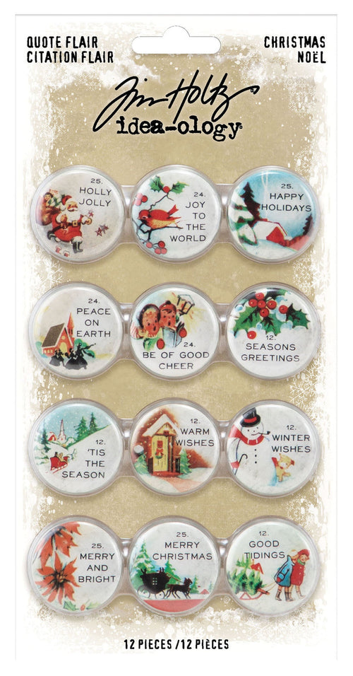 Tim Holtz Idea-Ology Quote Flair Buttons 12/Pkg