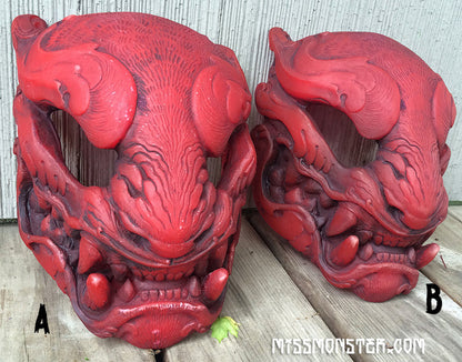TRANSLUCENT RED, GLOW IN THE DARK PANTHER MASK