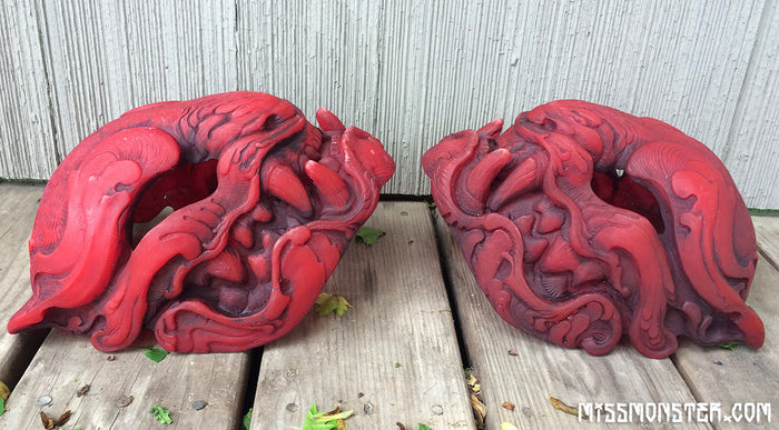 TRANSLUCENT RED, GLOW IN THE DARK PANTHER MASK