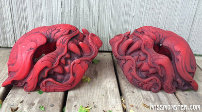 TRANSLUCENT RED, GLOW IN THE DARK PANTHER MASK