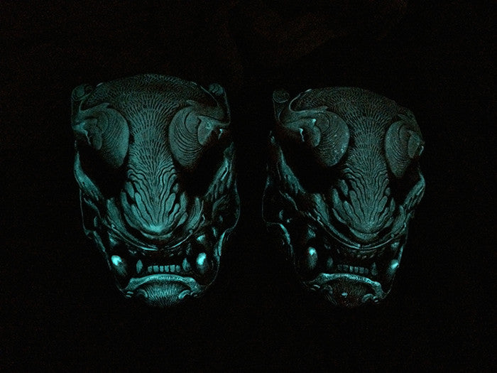 TRANSLUCENT RED, GLOW IN THE DARK PANTHER MASK