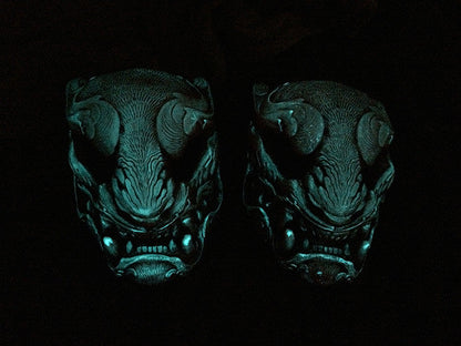 TRANSLUCENT RED, GLOW IN THE DARK PANTHER MASK