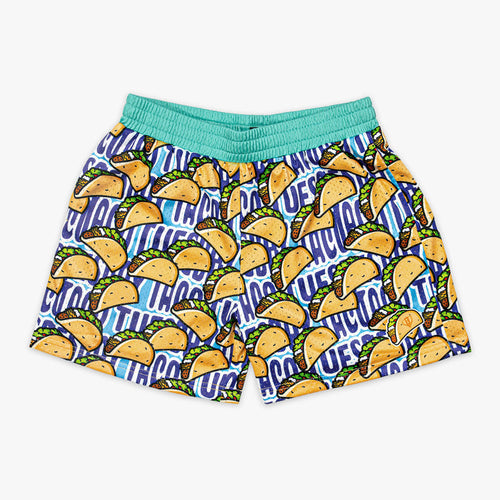 Shorts with taco pattern on a white background