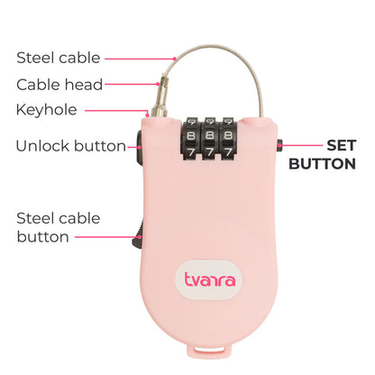 Tvarra Secure Loop Helmet Lock - Baby Pink
