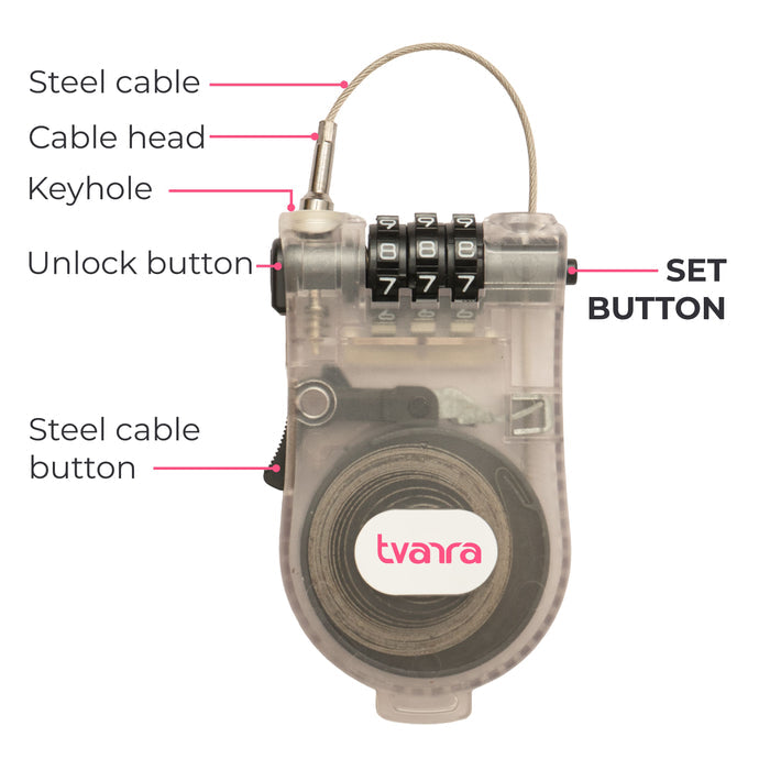 Tvarra Secure Loop Helmet Lock - Clear Core