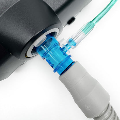 U-Adapt Oxygen Enrichment Adapter Connected to CPAP Machine
